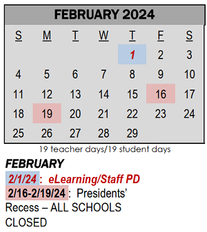 District School Academic Calendar for Pierre Moran Middle School for February 2024
