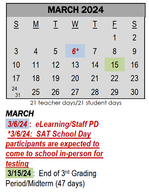 District School Academic Calendar for Pierre Moran Middle School for March 2024