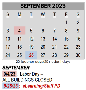District School Academic Calendar for Pierre Moran Middle School for September 2023