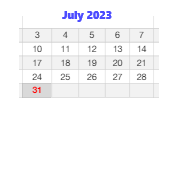 District School Academic Calendar for Ruby Valley Elementary School for July 2023
