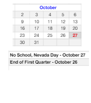District School Academic Calendar for Ruby Valley Elementary School for October 2023