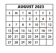 District School Academic Calendar for Elmira Alternative High School for August 2023