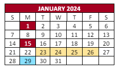 District School Academic Calendar for Elmira Alternative High School for January 2024