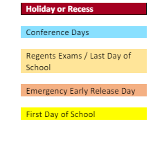 District School Academic Calendar Legend for Elmira Alternative High School