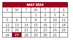 District School Academic Calendar for Elmira Alternative High School for May 2024