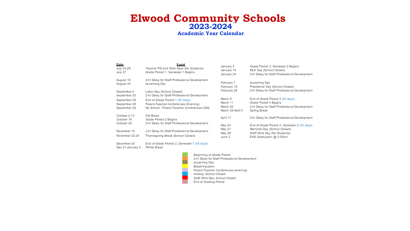 District School Academic Calendar Key for Edgewood Elementary School