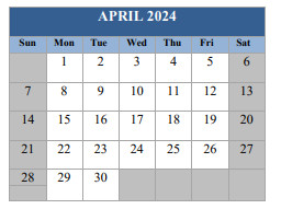 District School Academic Calendar for Reinherdt Holm Elementary School for April 2024
