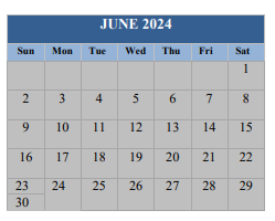 District School Academic Calendar for Reinherdt Holm Elementary School for June 2024
