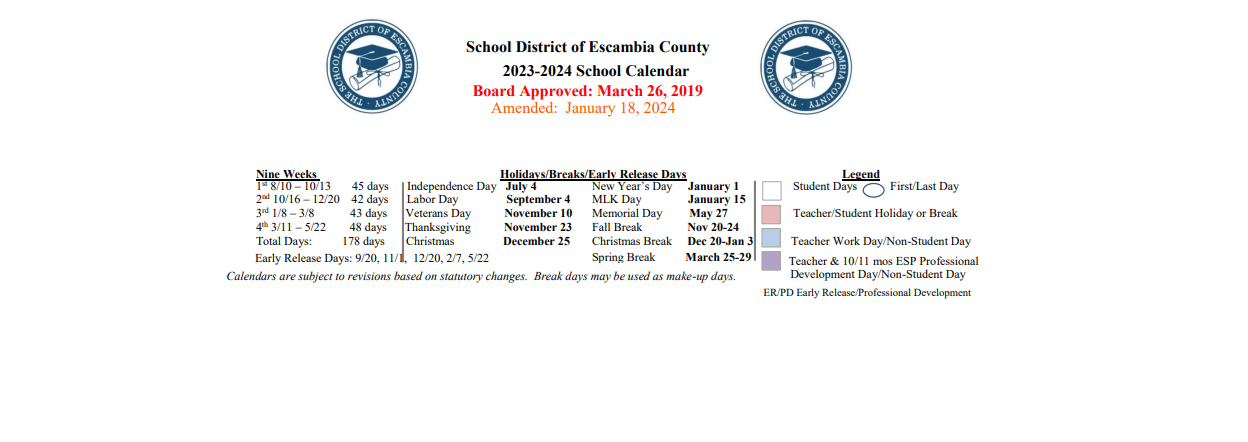 District School Academic Calendar Key for Reinherdt Holm Elementary School