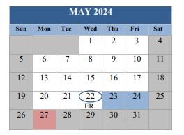 District School Academic Calendar for Reinherdt Holm Elementary School for May 2024