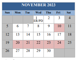 District School Academic Calendar for Reinherdt Holm Elementary School for November 2023
