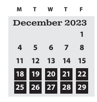 District School Academic Calendar for Spring Creek Elementary School for December 2023