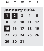 District School Academic Calendar for Family School for January 2024