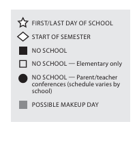 District School Academic Calendar Legend for Spring Creek Elementary School