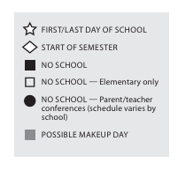 District School Academic Calendar Legend for Family School