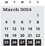District School Academic Calendar for Family School for March 2024