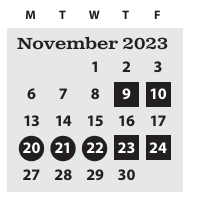 District School Academic Calendar for Spring Creek Elementary School for November 2023