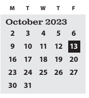 District School Academic Calendar for Churchill High School for October 2023
