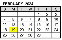 District School Academic Calendar for Evs Juvenile Correctional Fac for February 2024