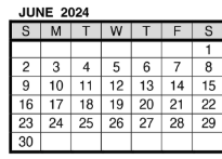 District School Academic Calendar for Evs Juvenile Correctional Fac for June 2024