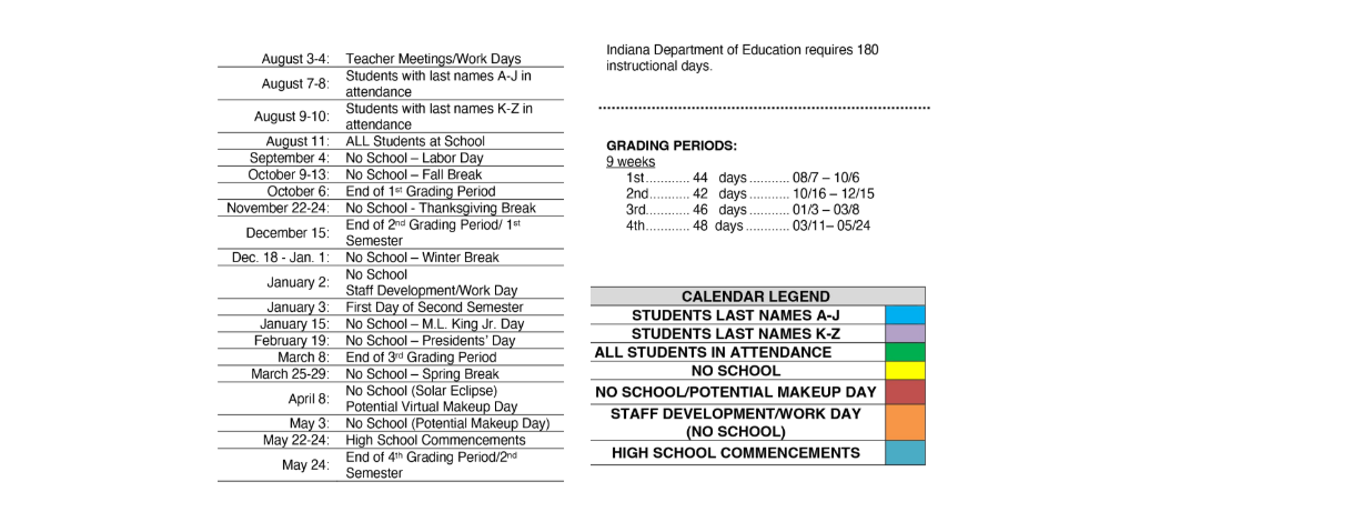 District School Academic Calendar Key for Francis Joseph Reitz High Sch