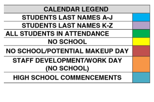 District School Academic Calendar Legend for Francis Joseph Reitz High Sch