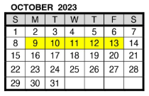 District School Academic Calendar for Central High School for October 2023