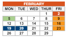 District School Academic Calendar for Pass Program for February 2024