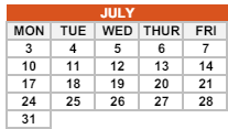 District School Academic Calendar for Pass Program for July 2023