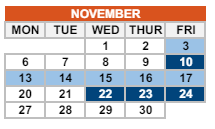 District School Academic Calendar for Pass Program for November 2023