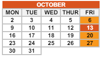 District School Academic Calendar for Pass Program for October 2023