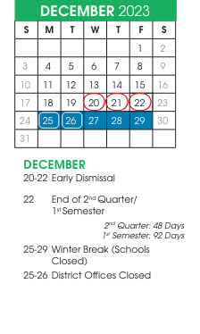 District School Academic Calendar for Arctic Light Elementary for December 2023