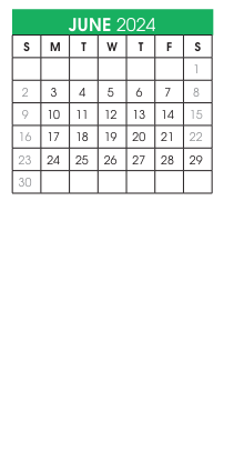 District School Academic Calendar for Hunter Elementary for June 2024