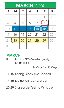 District School Academic Calendar for Ladd Elementary for March 2024