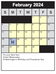 District School Academic Calendar for Braddock Elementary for February 2024