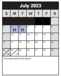 District School Academic Calendar for Springfield Estates ELEM. for July 2023