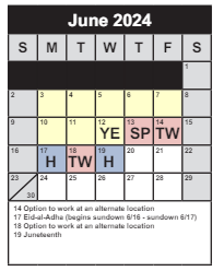 District School Academic Calendar for Braddock Elementary for June 2024