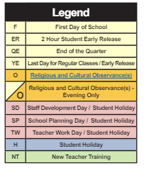 District School Academic Calendar Legend for Bren Mar Park Elementary