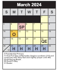 District School Academic Calendar for Springfield Estates ELEM. for March 2024