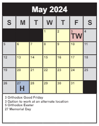 District School Academic Calendar for Bren Mar Park Elementary for May 2024