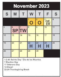 District School Academic Calendar for Thoreau Middle for November 2023