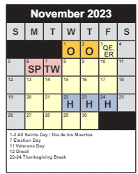 District School Academic Calendar for Daniels Run Elementary for November 2023