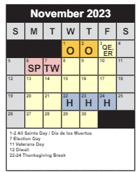 District School Academic Calendar for Braddock Elementary for November 2023