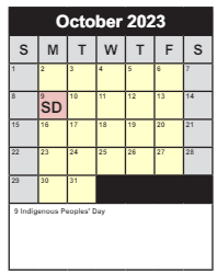 District School Academic Calendar for Kilmer Middle for October 2023