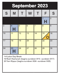 District School Academic Calendar for Braddock Elementary for September 2023