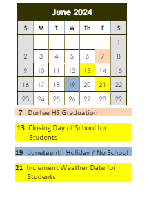 District School Academic Calendar for Charles V Carroll for June 2024
