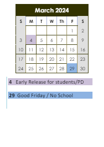 District School Academic Calendar for Charles V Carroll for March 2024
