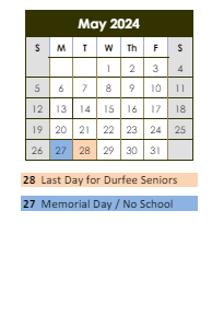 District School Academic Calendar for Charles V Carroll for May 2024