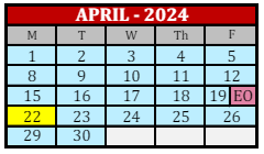 District School Academic Calendar for Lewis And Clark Elementary School for April 2024