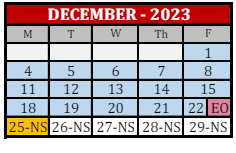 District School Academic Calendar for Lewis And Clark Elementary School for December 2023